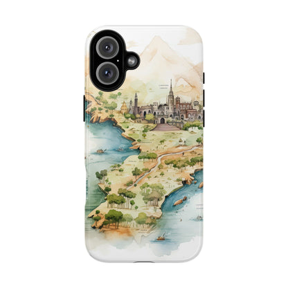 Hard Phone Case — Watercolor Fantasy Map Castle Design