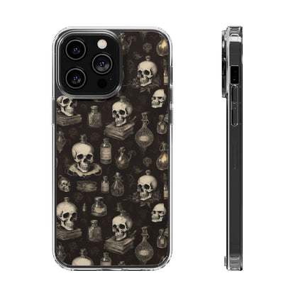 Gothic Skull Phone Case | Clear Impact-Resistant Cases for Halloween, Gothic Aesthetic, Unique Gift, Skull Lover, Spooky Decor