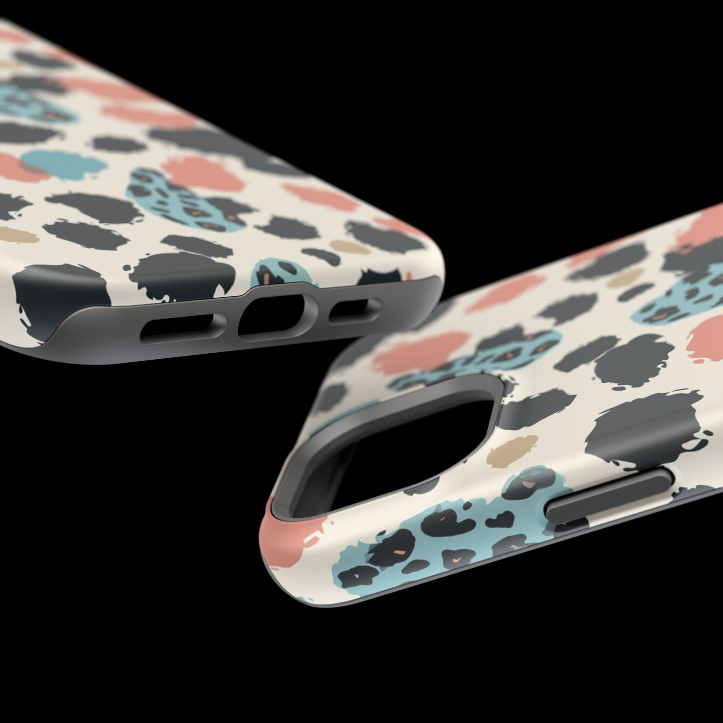 Leopard Splash Magnetic Impact Phone Case — Teal & Coral Animal Print