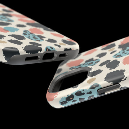 Leopard Splash Magnetic Impact Phone Case — Teal & Coral Animal Print