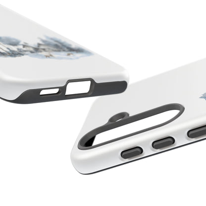 Nature-Inspired Tough Phone Case with Winter Cabin Design