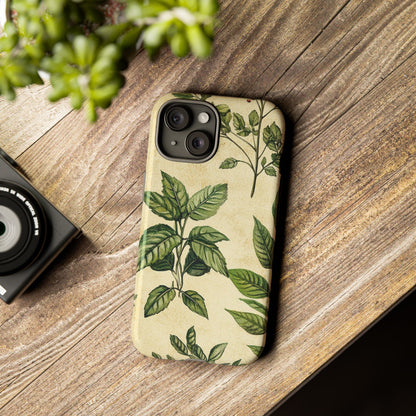 Botanical Leaves Tough Phone Case — Vintage Green Plant Print