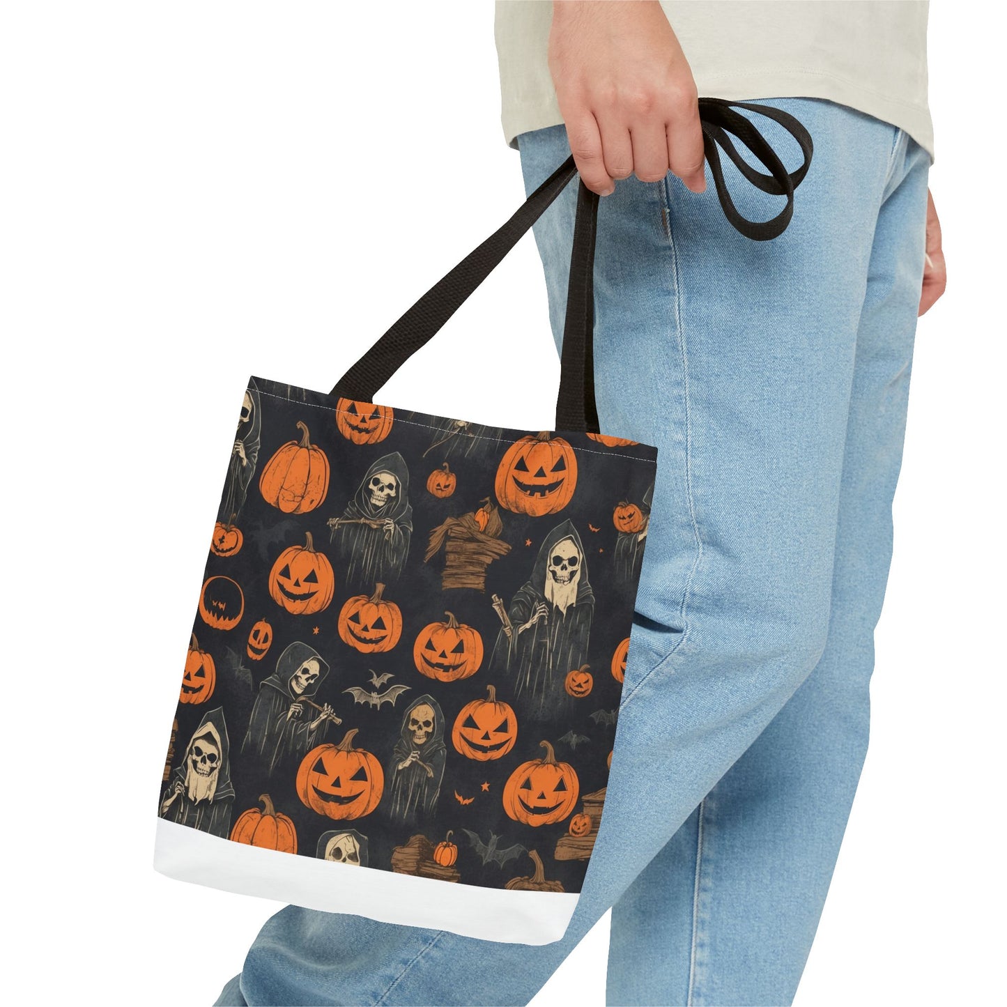 Halloween Pumpkin Tote Bag, Spooky Seasonal Eco-Friendly Bag, Trick or Treat Tote, Fall Accessory, Gifting for Halloween Lovers