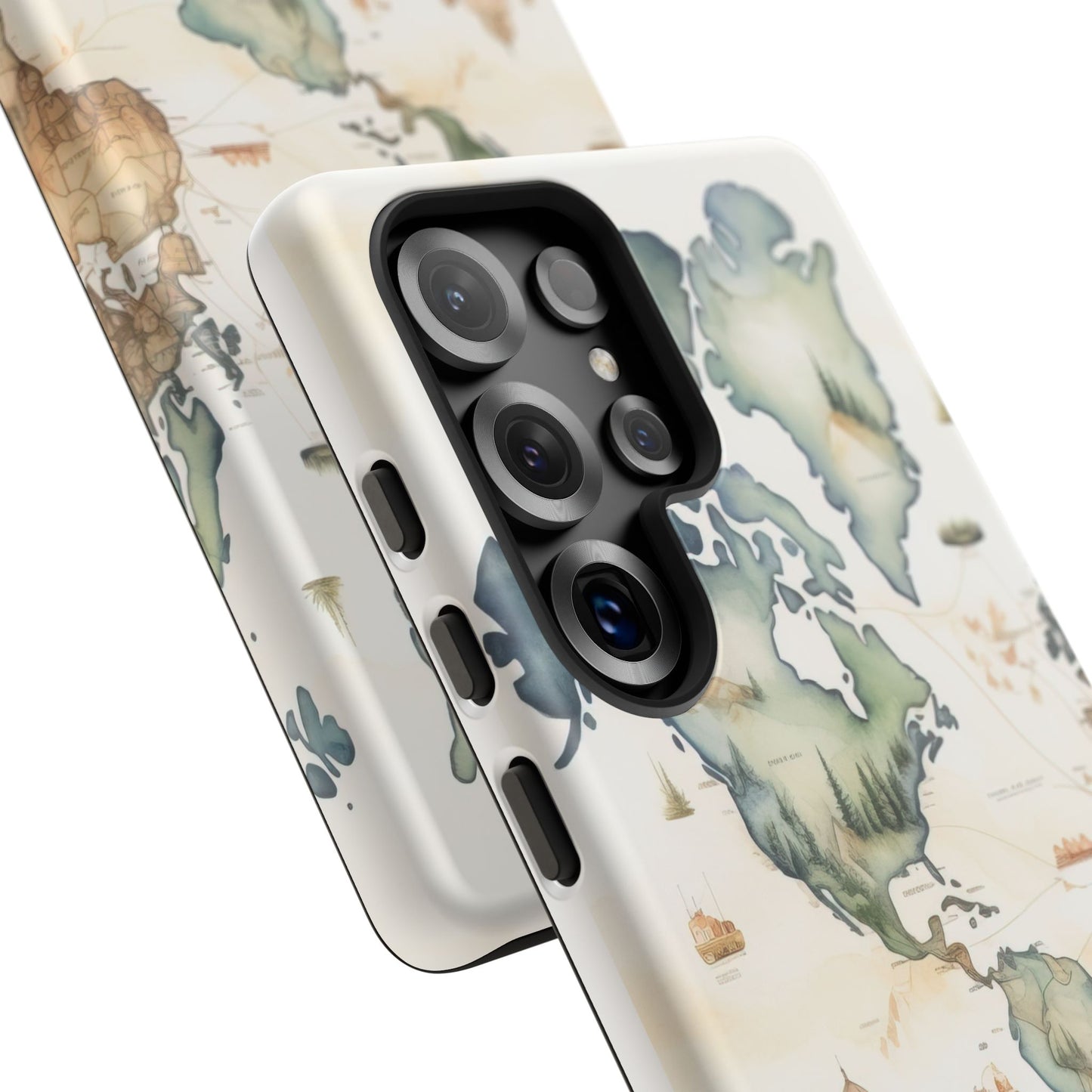 Hard Phone Case — Watercolor Fantasy Map Castle Design