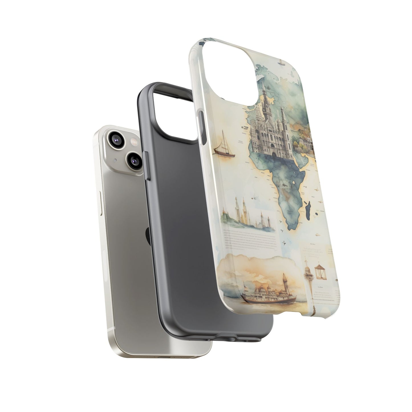 Hard Phone Case — Watercolor Fantasy Map Castle Design