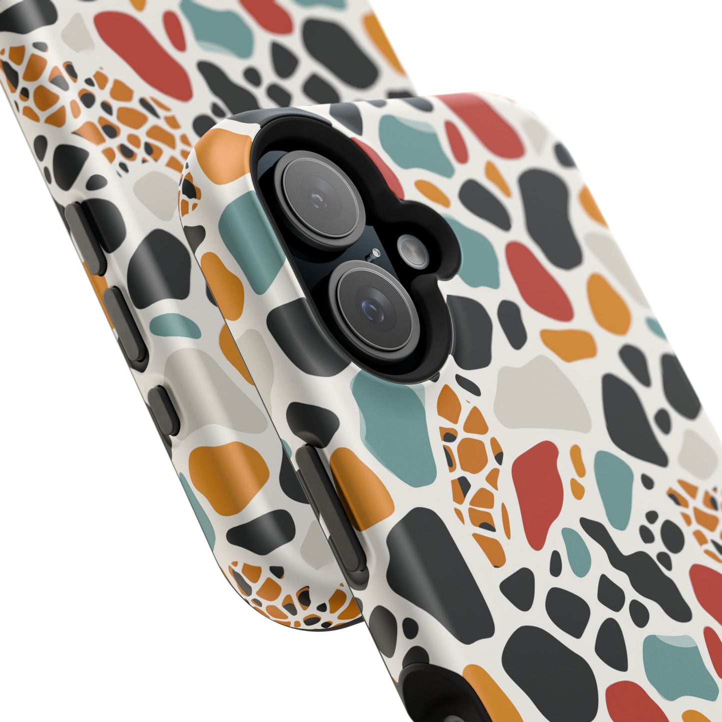 Terrazzo Pattern Magnetic Impact Phone Case — Colorful Retro Pebble Design