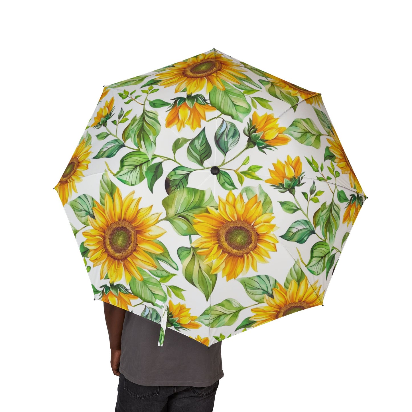 Sunflower Foldable Umbrella — Semi-Automatic Compact Rain Parasol