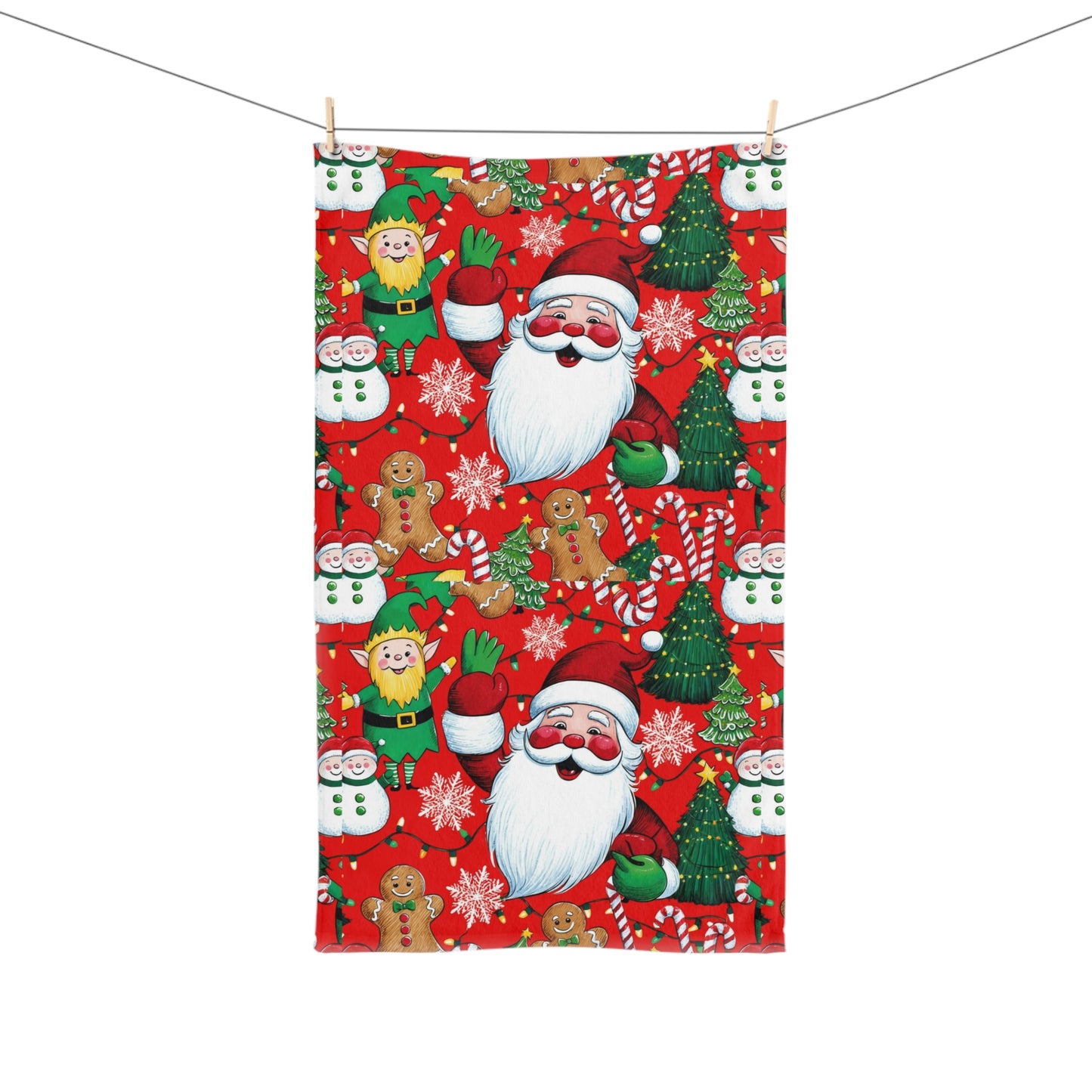 Festive Santa Hand Towel - Christmas Decor, Holiday Kitchen Accessory, Gift for Family, Santa Clause Holiday Towel, Merry Christmas