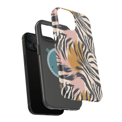 Zebra Brushstroke Magnetic Impact Phone Case,Africa Pattern