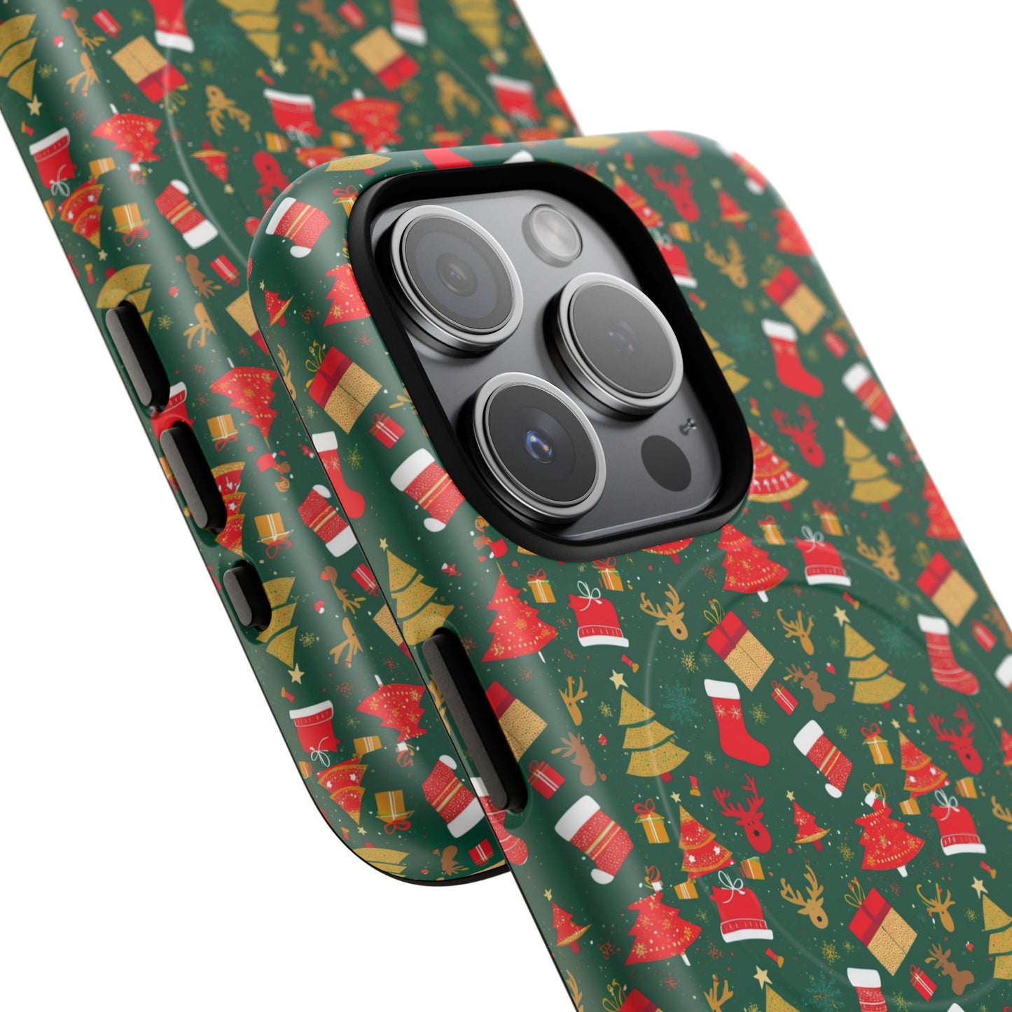 Christmas Tough Magnetic Phone Case | Festive Holiday Accessory | Cute Santa & Tree Design, Gift for Him/Her, Seasonal Tech