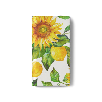 Sunflower & Lemon Flip Phone Case – Floral Wallet Flip Case with Card Slots