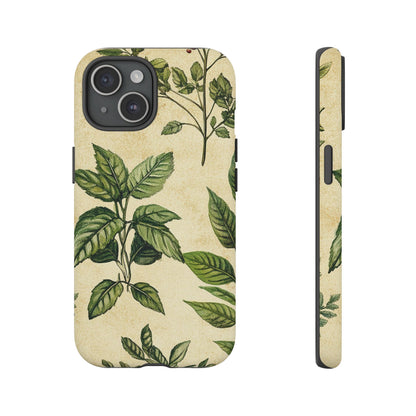 Botanical Leaves Tough Phone Case — Vintage Green Plant Print
