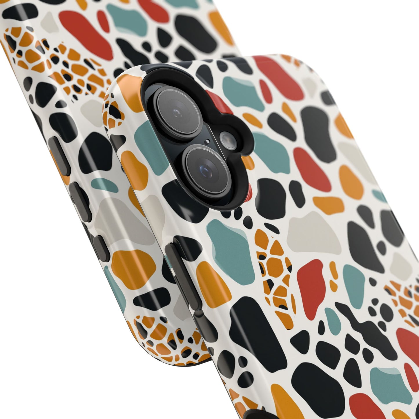 Terrazzo Pattern Magnetic Impact Phone Case — Colorful Retro Pebble Design