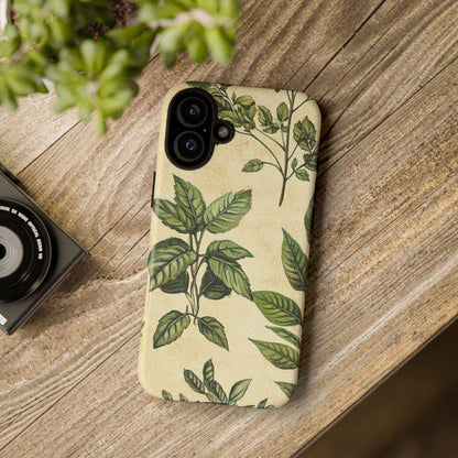 Botanical Leaves Tough Phone Case — Vintage Green Plant Print