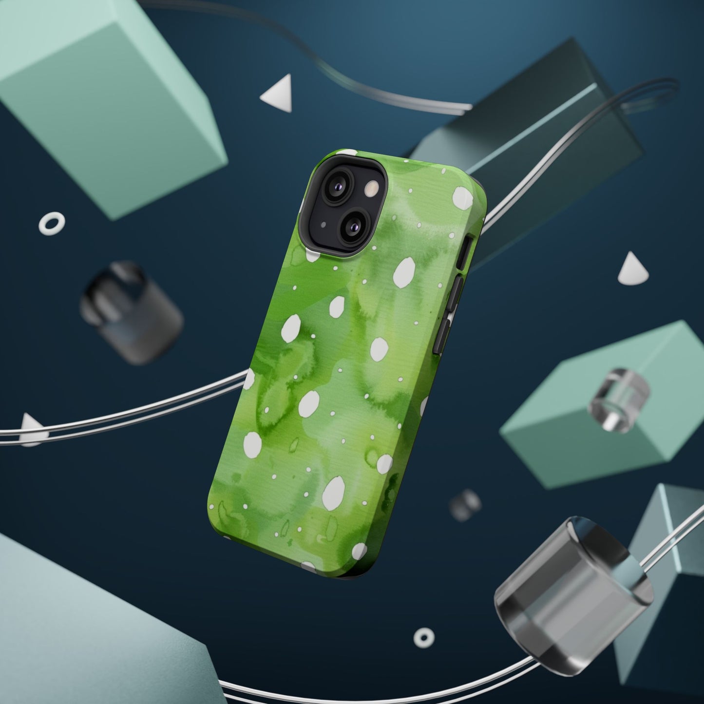 Green Watercolor Polka Dot Magnetic Impact Phone Case