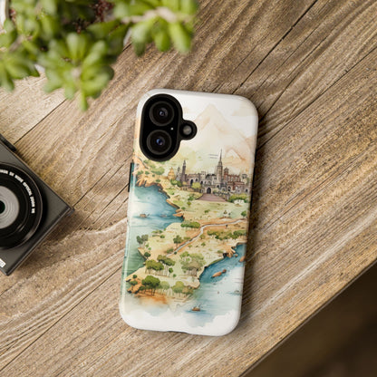 Hard Phone Case — Watercolor Fantasy Map Castle Design