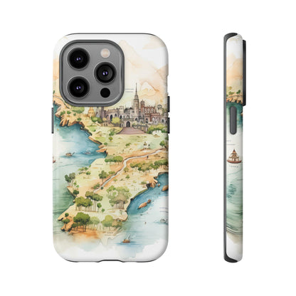 Hard Phone Case — Watercolor Fantasy Map Castle Design