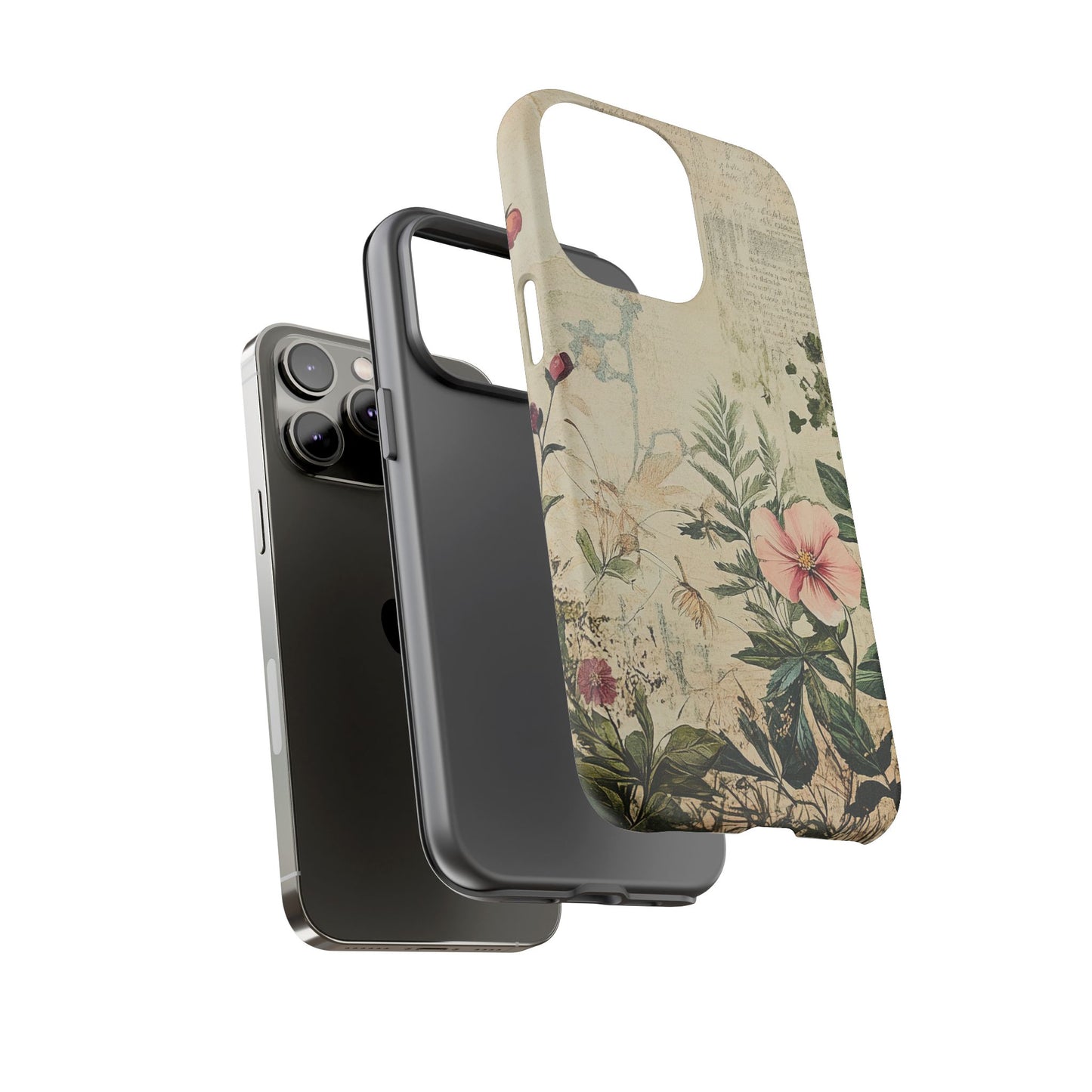 Floral Vintage Tough Case – Botanical Protective Phone Cover,Plants Lovers