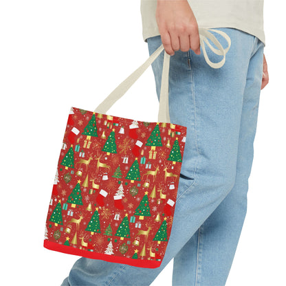 Festive Christmas Tote Bag - Holiday Shopping, Gift Bag, Reusable Tote for Merry Gatherings, Christmas Parties, Santa Lovers