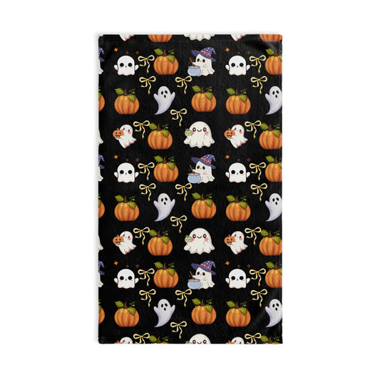 Halloween-Themed Hand Towel, Spooky Kitchen Decor, Ghost Pumpkin Towel, Holiday Gift, Farmhouse Style