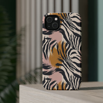Zebra Brushstroke Magnetic Impact Phone Case,Africa Pattern