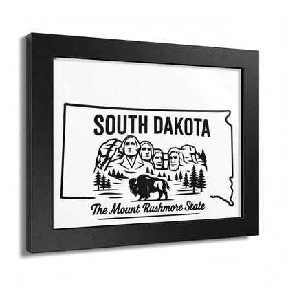 South Dakota State Framed Poster — The Evergreen State Vintage Map Print,Perfect Gift For Her,For Him.