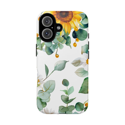 Sunflower & Eucalyptus Tough Phone Case — Protective Floral iPhone Case