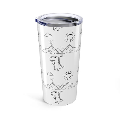 Tumbler 20oz | Stylish Travel Mug, Coffee Cup, Trendy Insulated Drinkware, Gift for Her,Gift for him ,dinosaurio tumbler white and black