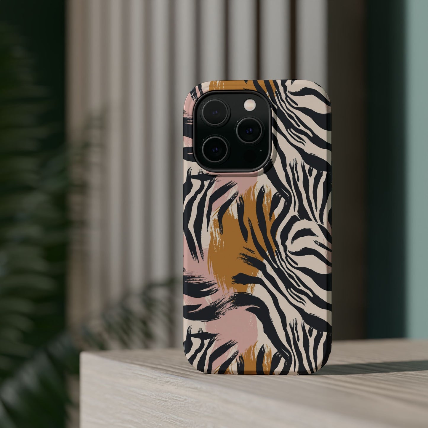Zebra Brushstroke Magnetic Impact Phone Case,Africa Pattern