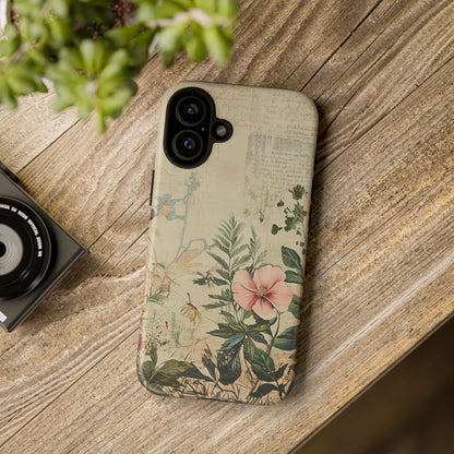 Floral Vintage Tough Case – Botanical Protective Phone Cover,Plants Lovers