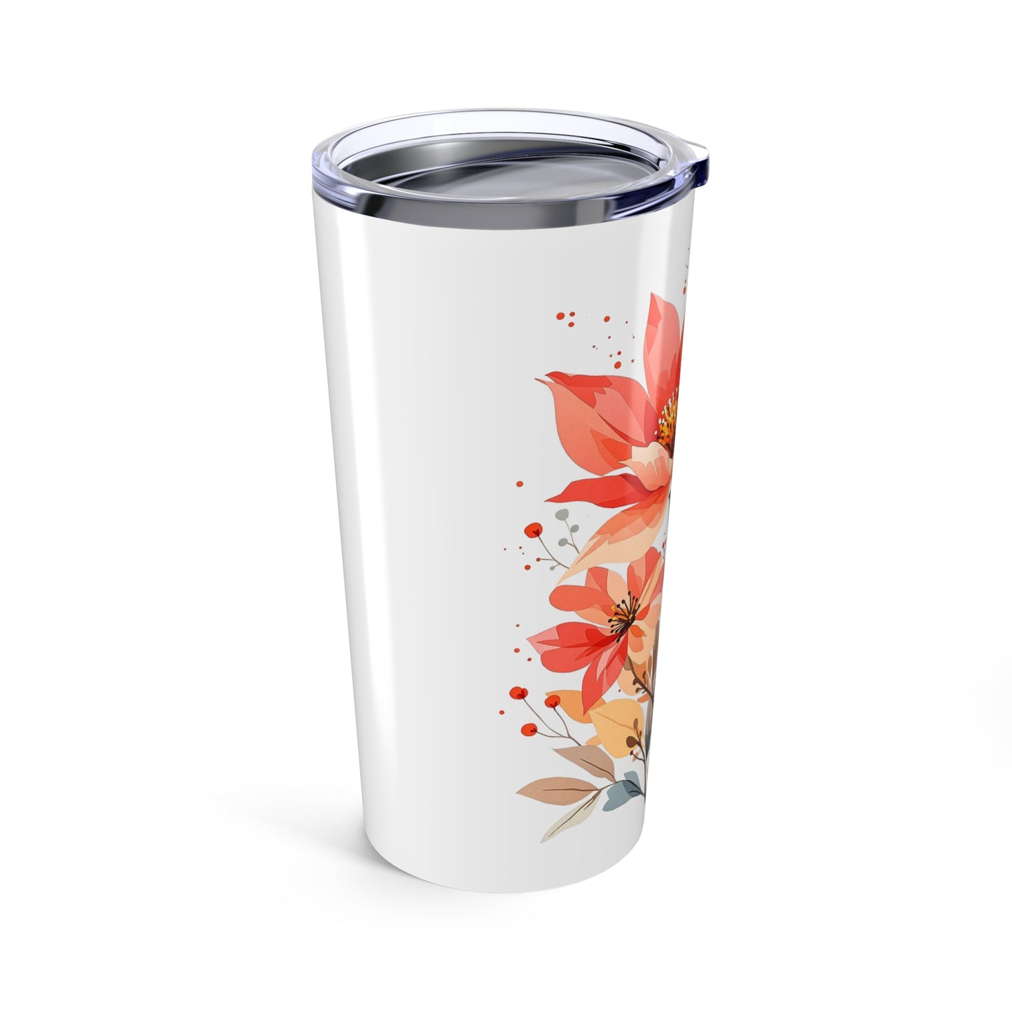 Floral Watercolor 20oz Tumbler — Orange Blossom Travel Cup