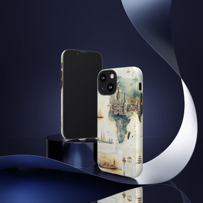 Hard Phone Case — Watercolor Fantasy Map Castle Design
