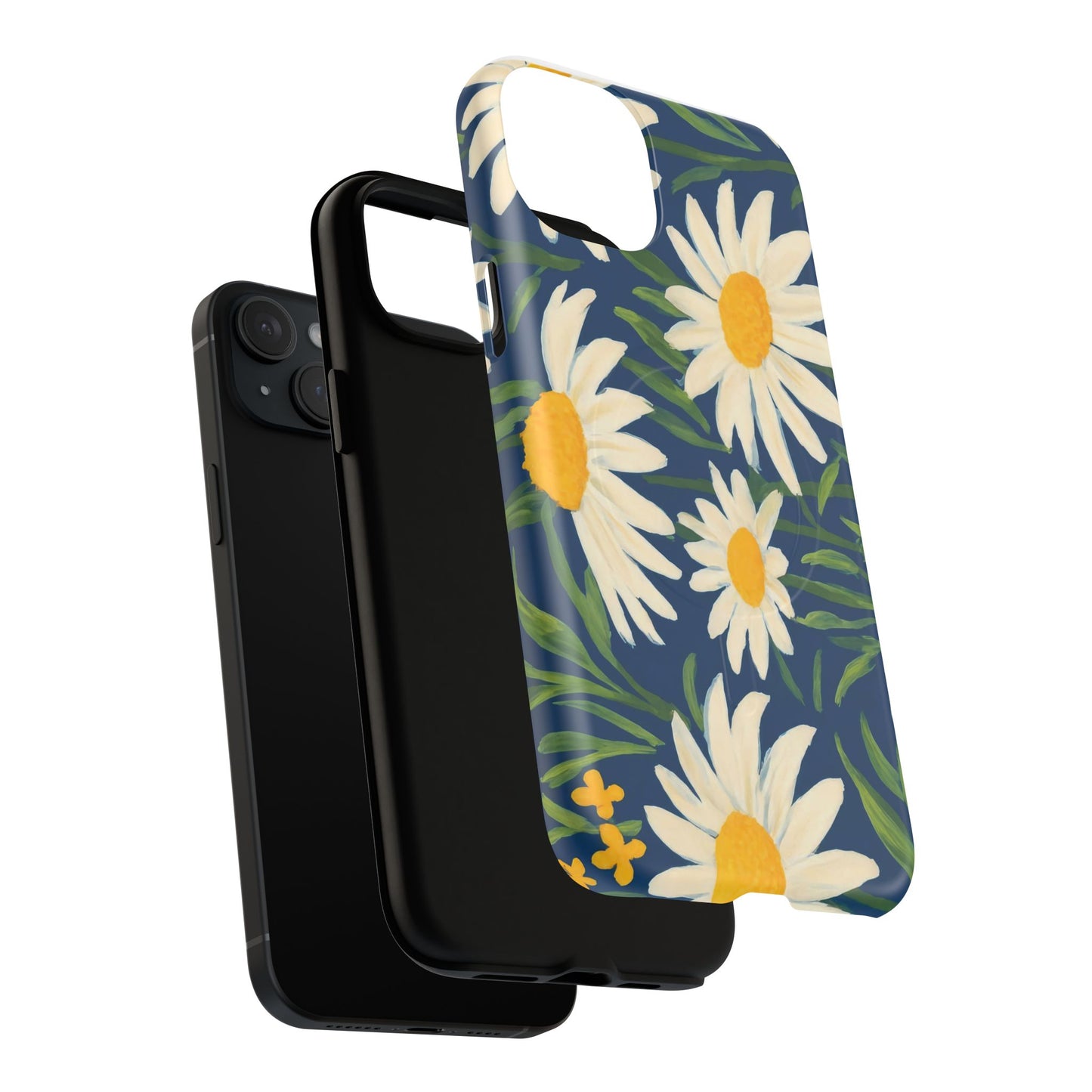 Daisy Floral IPhone Case-Tough Magnetic Cover ,Glossy Finish ,Retro Botanical Flower  Design.