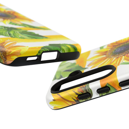 Sunflower Stripes Phone Case - Bright Floral Tough Case