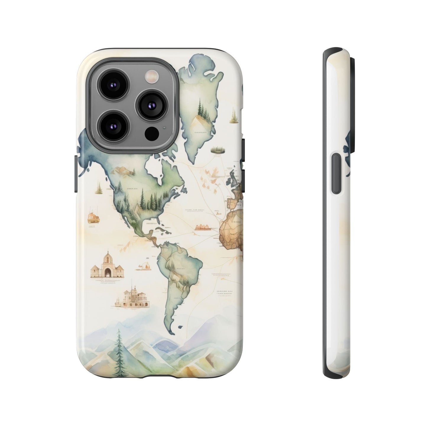 Hard Phone Case — Watercolor Fantasy Map Castle Design