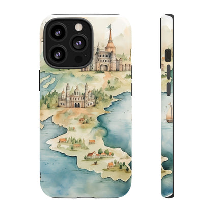 Hard Phone Case — Watercolor Fantasy Map Castle Design
