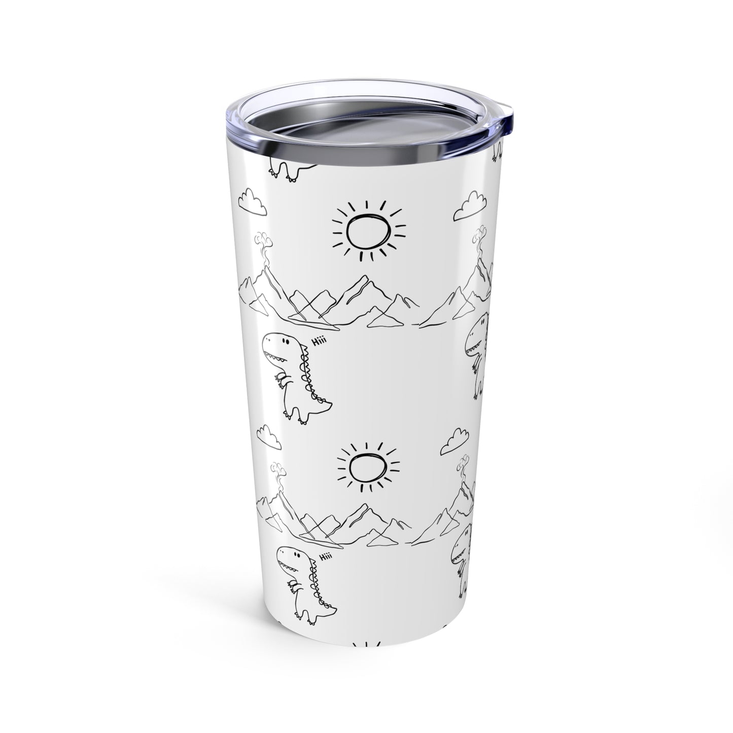 Tumbler 20oz | Stylish Travel Mug, Coffee Cup, Trendy Insulated Drinkware, Gift for Her,Gift for him ,dinosaurio tumbler white and black