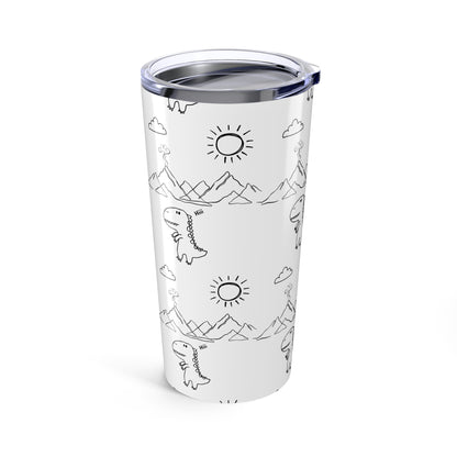 Tumbler 20oz | Stylish Travel Mug, Coffee Cup, Trendy Insulated Drinkware, Gift for Her,Gift for him ,dinosaurio tumbler white and black
