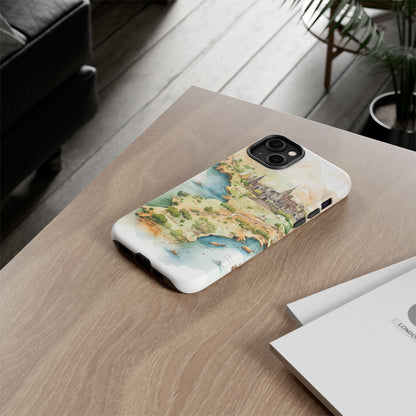 Hard Phone Case — Watercolor Fantasy Map Castle Design