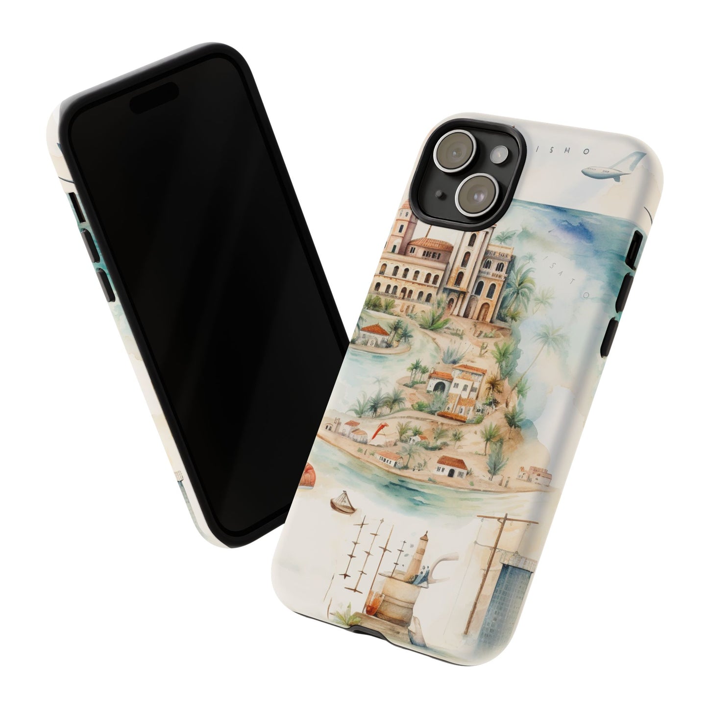 Hard Phone Case — Watercolor Fantasy Map Castle Design