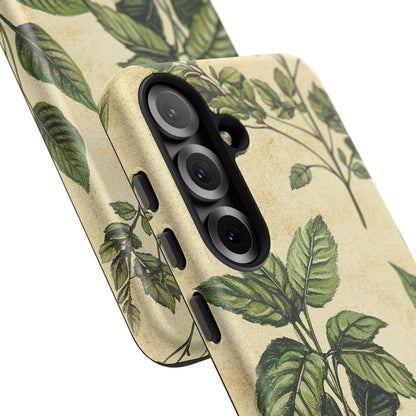 Botanical Leaves Tough Phone Case — Vintage Green Plant Print