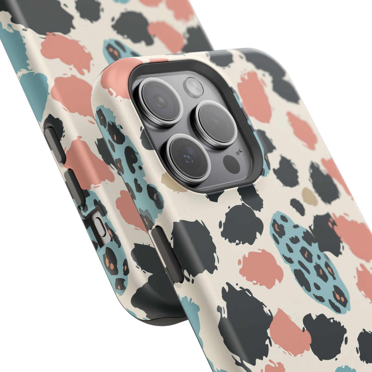 Leopard Splash Magnetic Impact Phone Case — Teal & Coral Animal Print