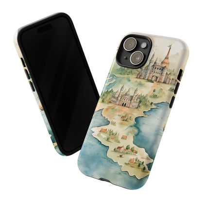 Hard Phone Case — Watercolor Fantasy Map Castle Design