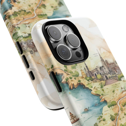 Hard Phone Case — Watercolor Fantasy Map Castle Design