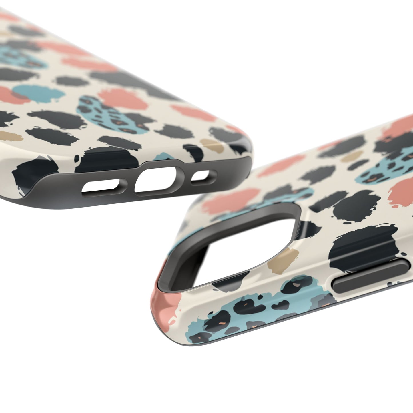 Leopard Splash Magnetic Impact Phone Case — Teal & Coral Animal Print