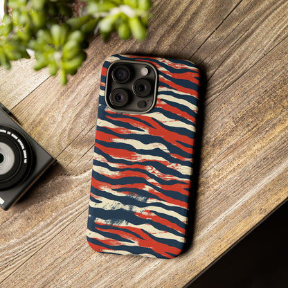 Patriotic Red White Blue Zebra Phone Case,Africa Pattern