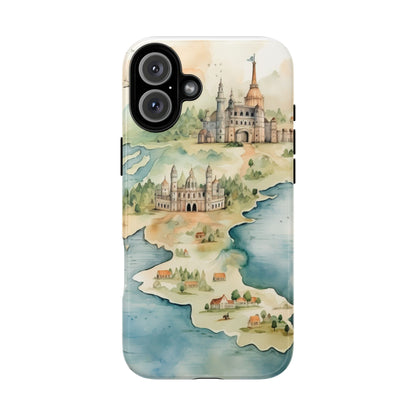 Hard Phone Case — Watercolor Fantasy Map Castle Design
