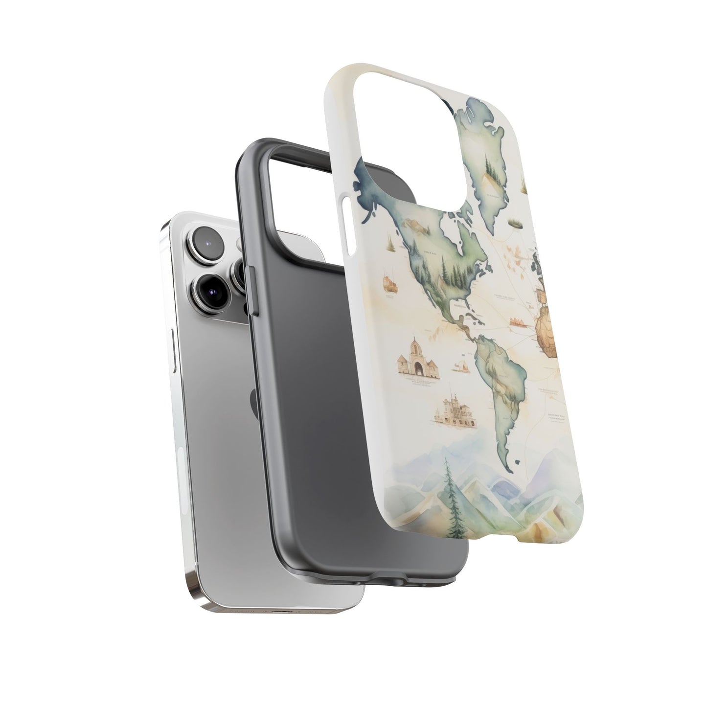 Hard Phone Case — Watercolor Fantasy Map Castle Design