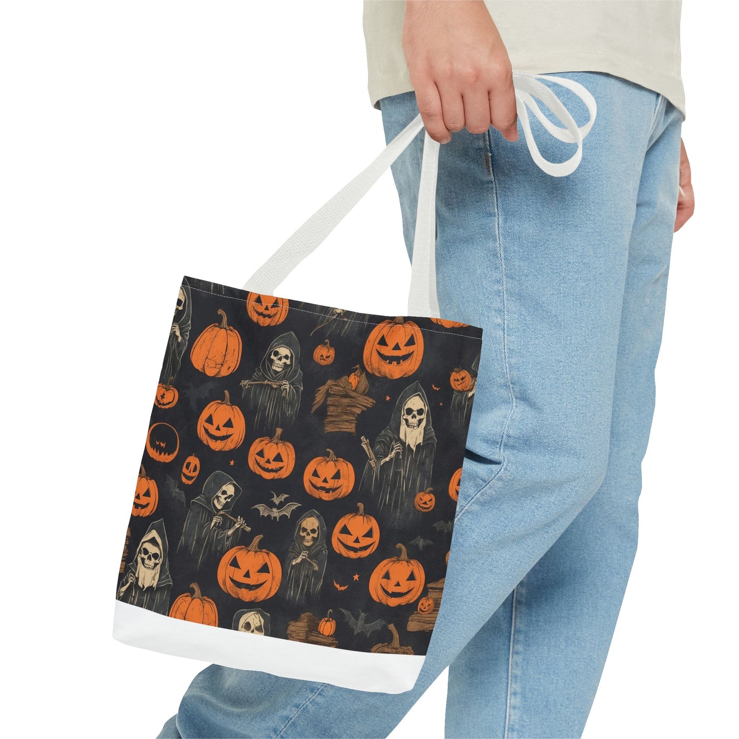 Halloween Pumpkin Tote Bag, Spooky Seasonal Eco-Friendly Bag, Trick or Treat Tote, Fall Accessory, Gifting for Halloween Lovers