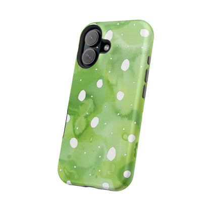 Green Watercolor Polka Dot Magnetic Impact Phone Case